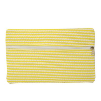 32723 - YELLOW SEERSUCKER WALLET BAG/ COSMETIC BAG